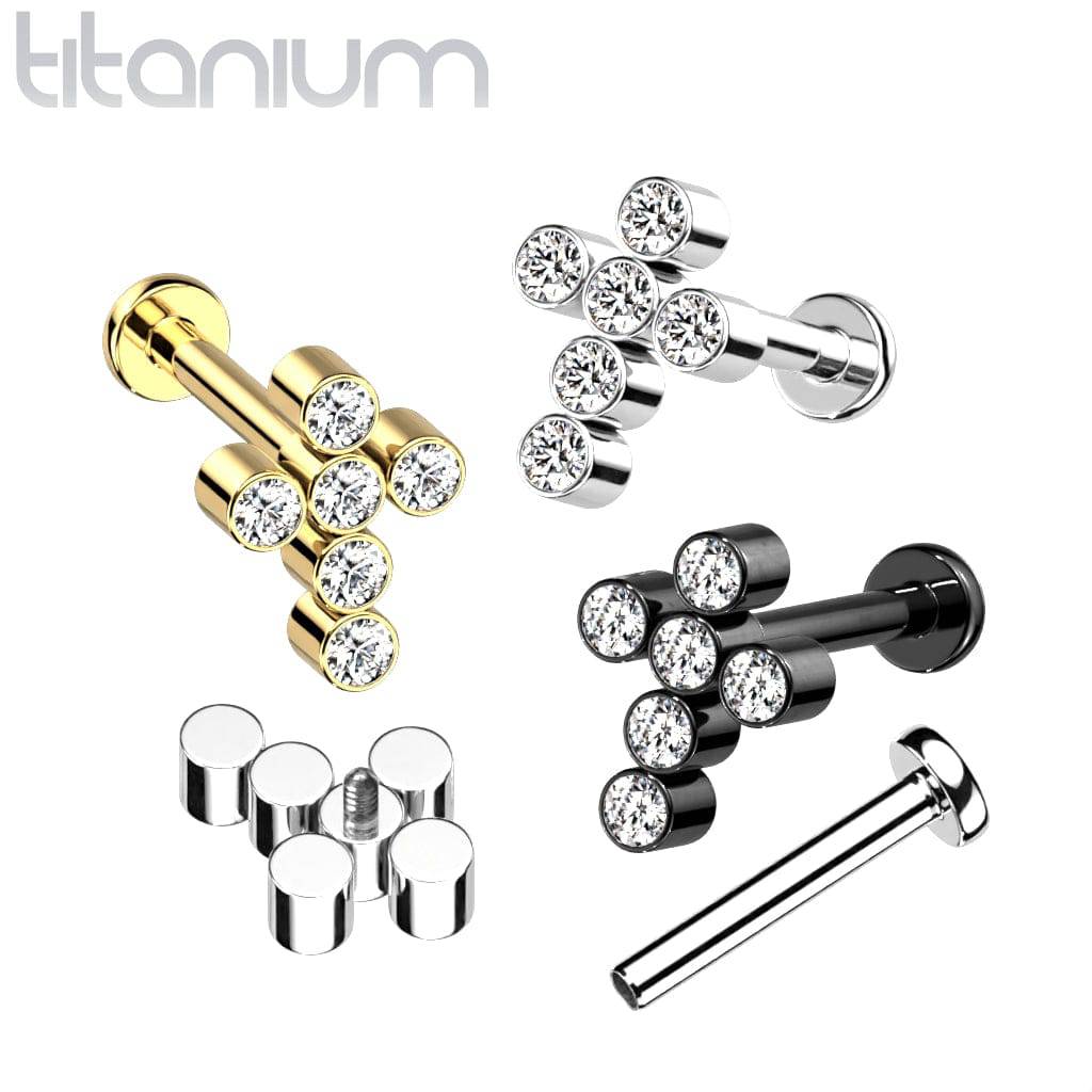 Implant Grade Titanium Internally Threaded White Cross Labret | Pierced ...