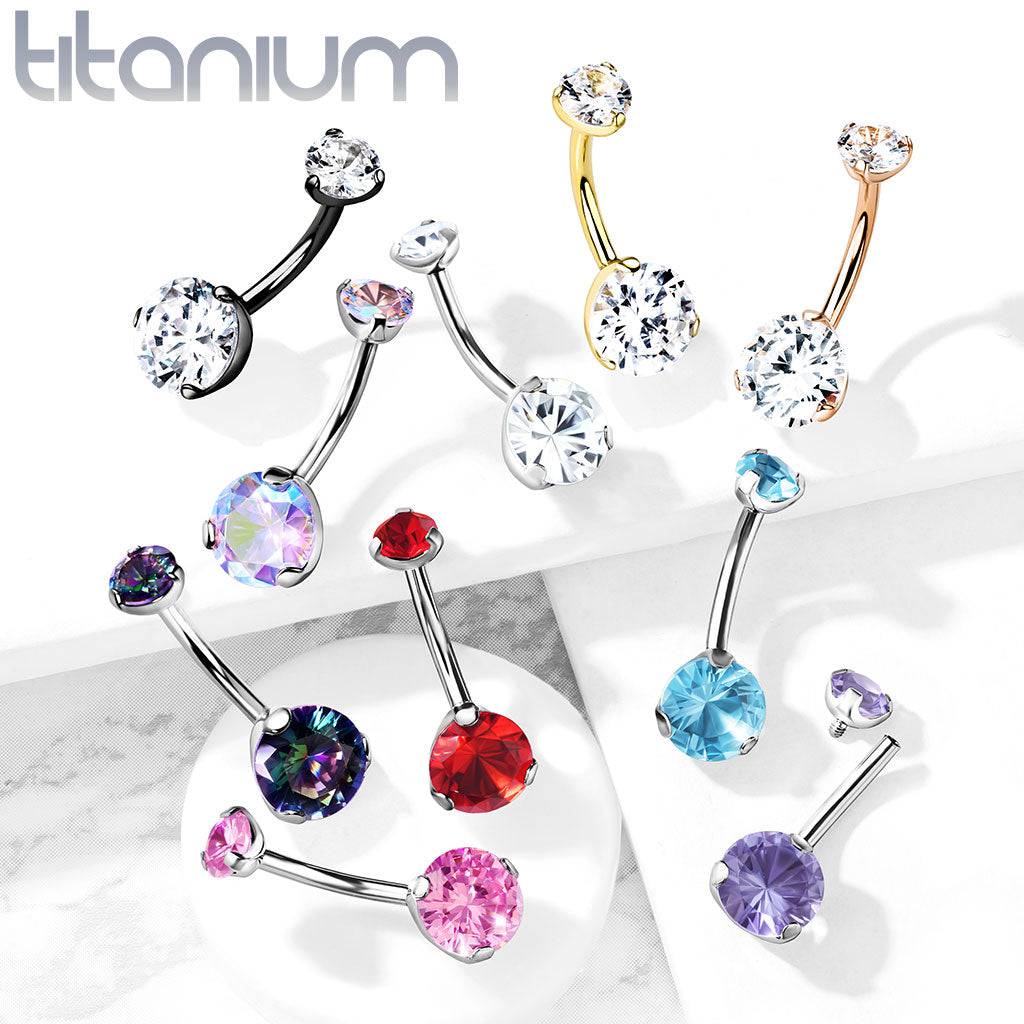 OUFER 14G Piercing Nombril Titane Doré - Barres Internes Pour Belly Button