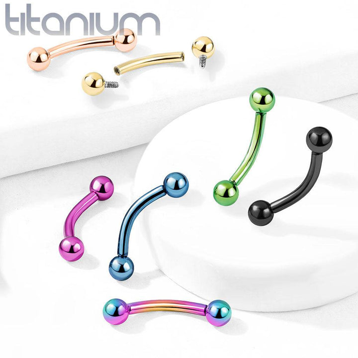 Implant Grade Titanium Rose Gold PVD Internally Threaded Curved Barbell - Pierced Universe