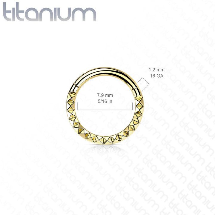 Implant Grade Titanium Rose Gold PVD Ridged Design Hinged Hoop Septum Clicker Ring - Pierced Universe