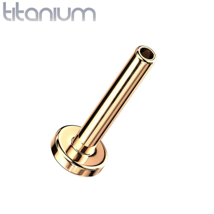 Implant Grade Titanium Threadless Rose Gold PVD Push In Nose Ring White CZ Flower With Flat Back - Pierced Universe
