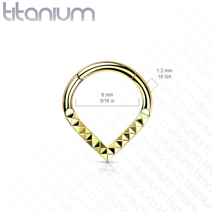 Implant Grade Titanium Rose Gold PVD V Shaped Ridged Septum Clicker Hinged Hoop - Pierced Universe