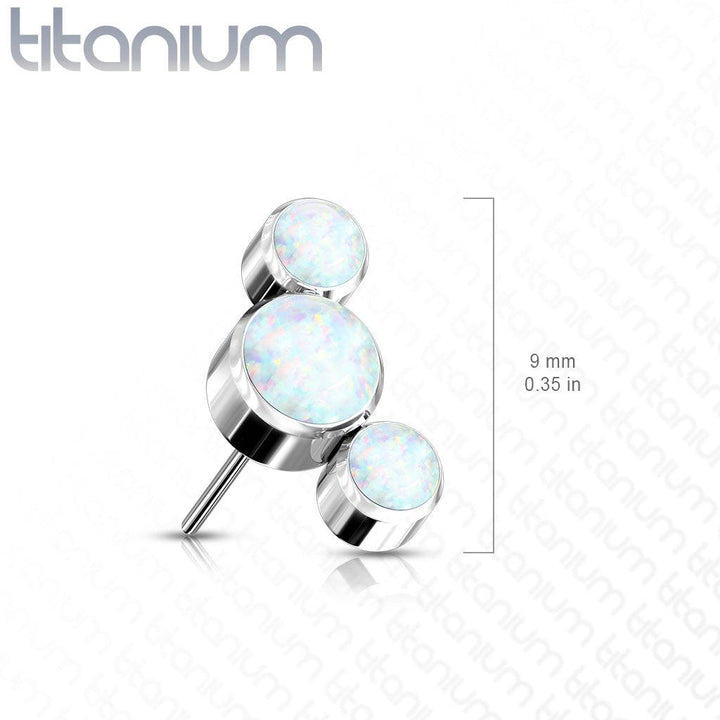 Implant Grade Titanium Threadless Push In Cartilage 3 Gem Curved Purple Opal Labret with Flat Back - Pierced Universe