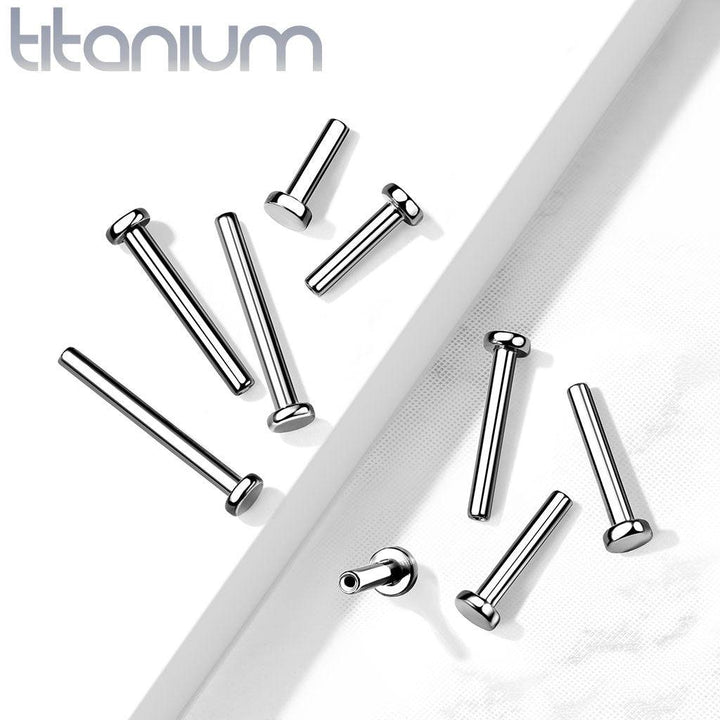 Implant Grade Titanium Threadless Push In Flat Back Pink Prong CZ Nose Ring Stud - Pierced Universe