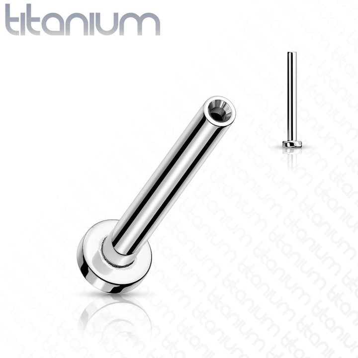 Implant Grade Titanium Threadless Push In Flat Back Pink Prong CZ Nose Ring Stud - Pierced Universe