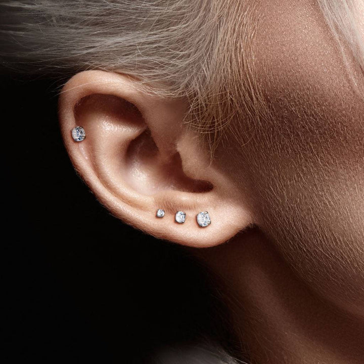 Implant Grade Titanium Threadless Push In Labret Flat Back CZ Stud - Pierced Universe