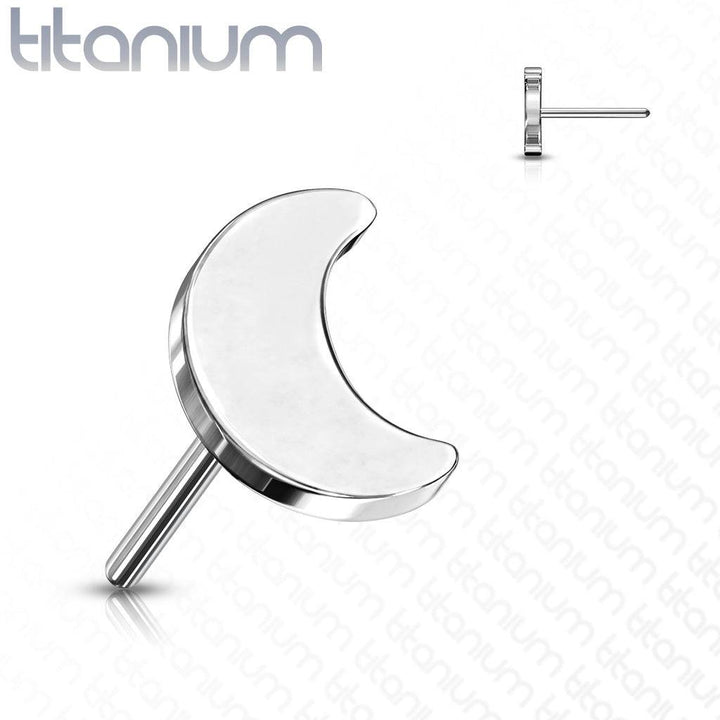 Implant Grade Titanium Threadless Push In Tragus/Cartilage Crescent Moon Stud With Flat Back - Pierced Universe