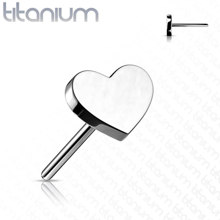 Implant Grade Titanium Threadless Push In Tragus/Cartilage Heart Stud With Flat Back - Pierced Universe