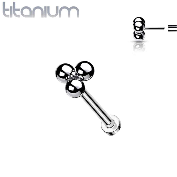 Implant Grade Titanium Threadless Push In Tragus/Cartilage Trillium Labret Stud - Pierced Universe