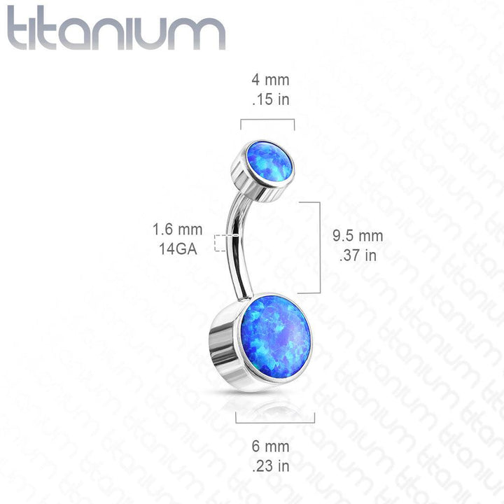 Internally Threaded Grade 23 Titanium Bezel Blue Opal Belly Ring - Pierced Universe