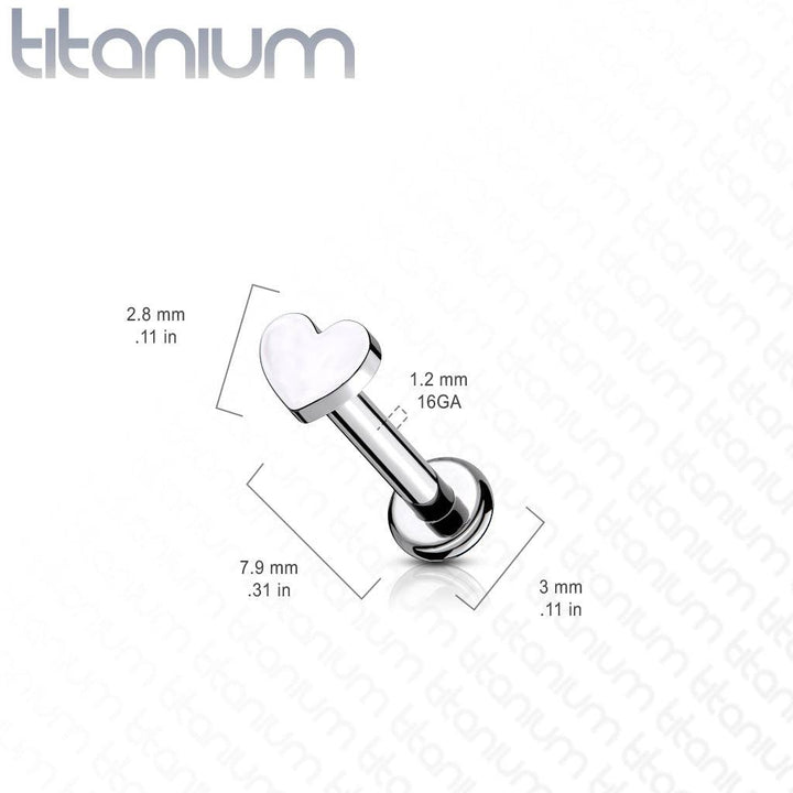 Internally Threaded Small Heart Implant Grade Titanium Labret - Pierced Universe