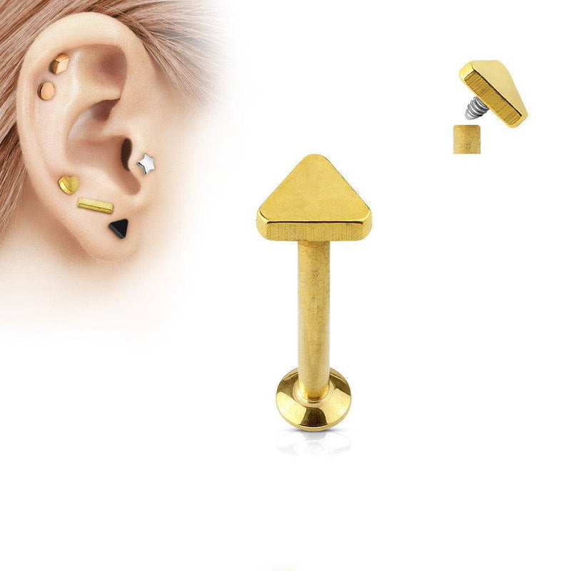 Triangular Pvd Internally Threaded Triangle Top Surgical Steel Gold PVD Labret ...