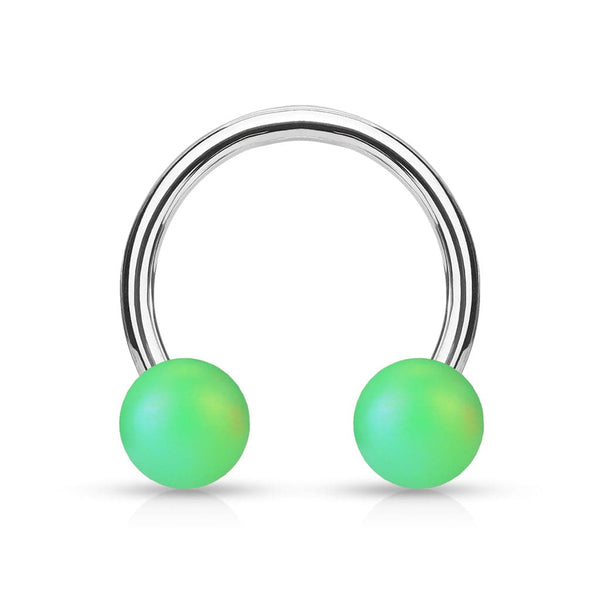 Matte Green Acrylic Balls Surgical Steel Horseshoe - Pierced Universe