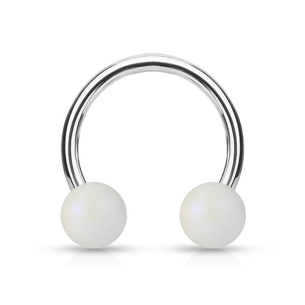 Matte White Acrylic Balls Surgical Steel Horseshoe - Pierced Universe