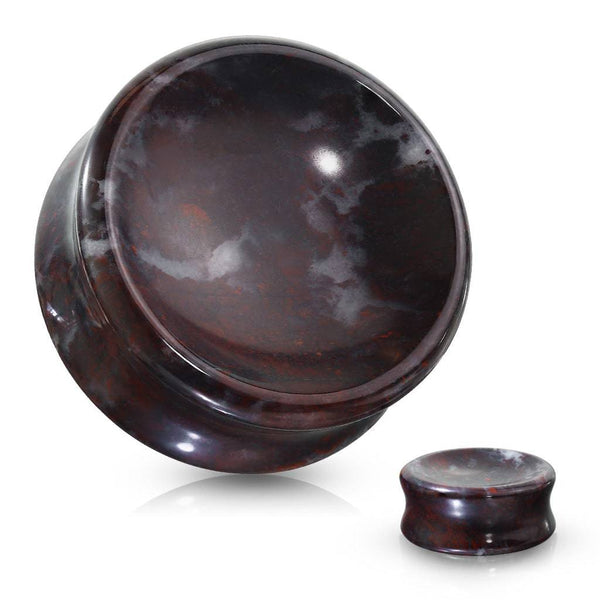 Organic Natural Blood Stone Double Flared Saddle Plugs - Pierced Universe