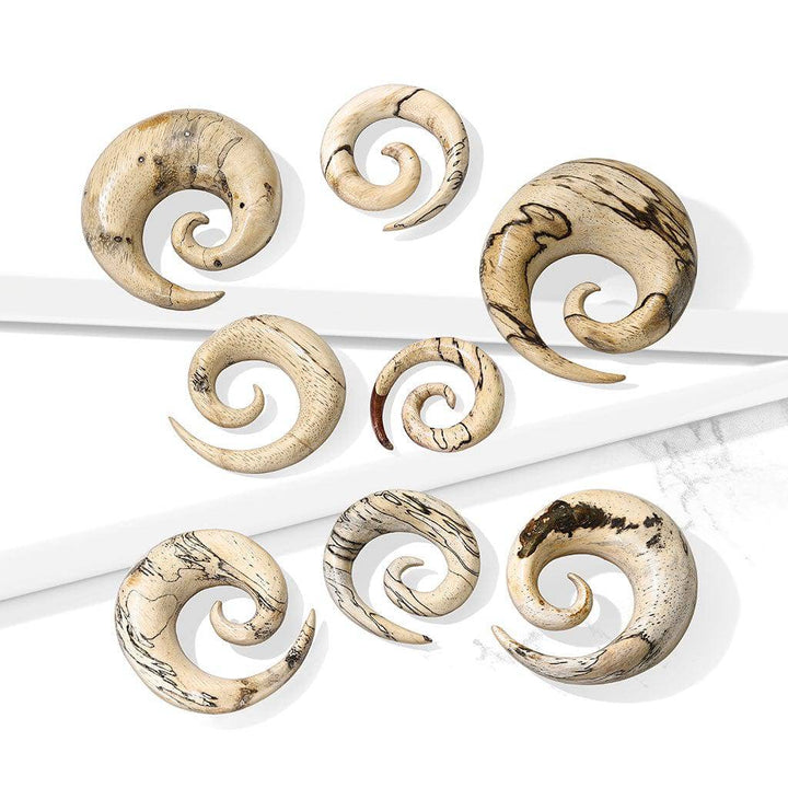 Organic Natural Tamarind Wood Spirals Tapers Stretchers - Pierced Universe