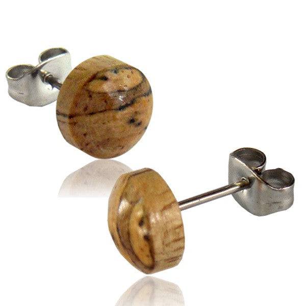 Pair of 8mm Organic Tamarind Wood Disk Earring Studs - Pierced Universe