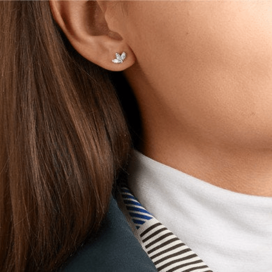 Pair of 925 Sterling Silver Dainty Minimal Marquise Flower Earrings - Pierced Universe