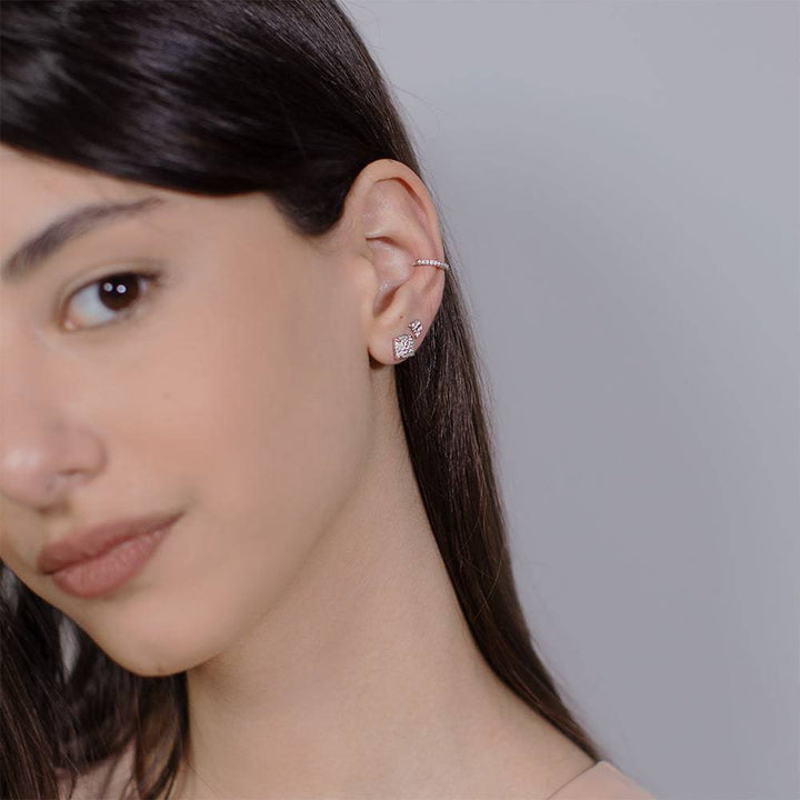Pair of 925 Sterling Silver Elegant Squared White CZ Gem Minimal Earrings - Pierced Universe