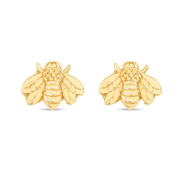 Pair of 925 Sterling Silver Gold PVD Bumble Bee Minimal Earrings - Pierced Universe