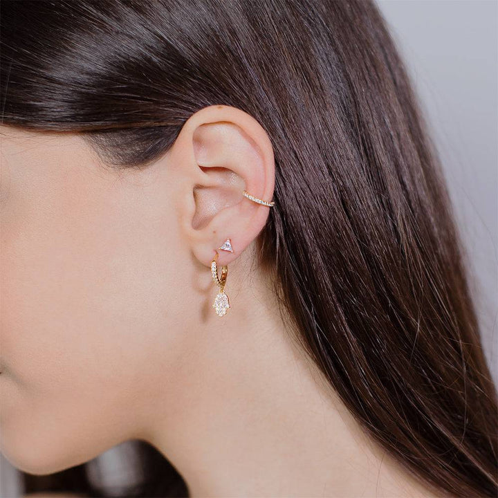 Pair of 925 Sterling Silver Gold PVD Dainty White CZ Triangle Gem Earrings  Minimal Earrings - Pierced Universe