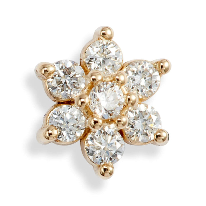 Pair of 925 Sterling Silver Gold PVD Medium White CZ Diamond Flower Minimal Earrings - Pierced Universe
