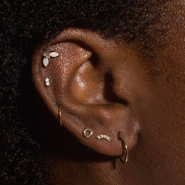 Pair of 925 Sterling Silver Gold PVD Small 4 Gem Curve Minimal Earrings - Pierced Universe