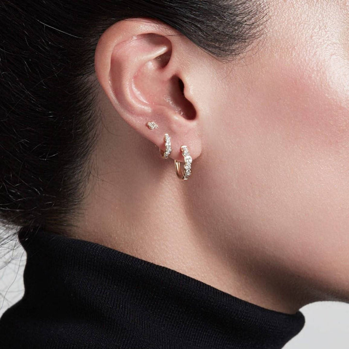 Pair of 925 Sterling Silver Gold PVD Small Diamond Shaped White CZ Gem Minimal Earrings - Pierced Universe