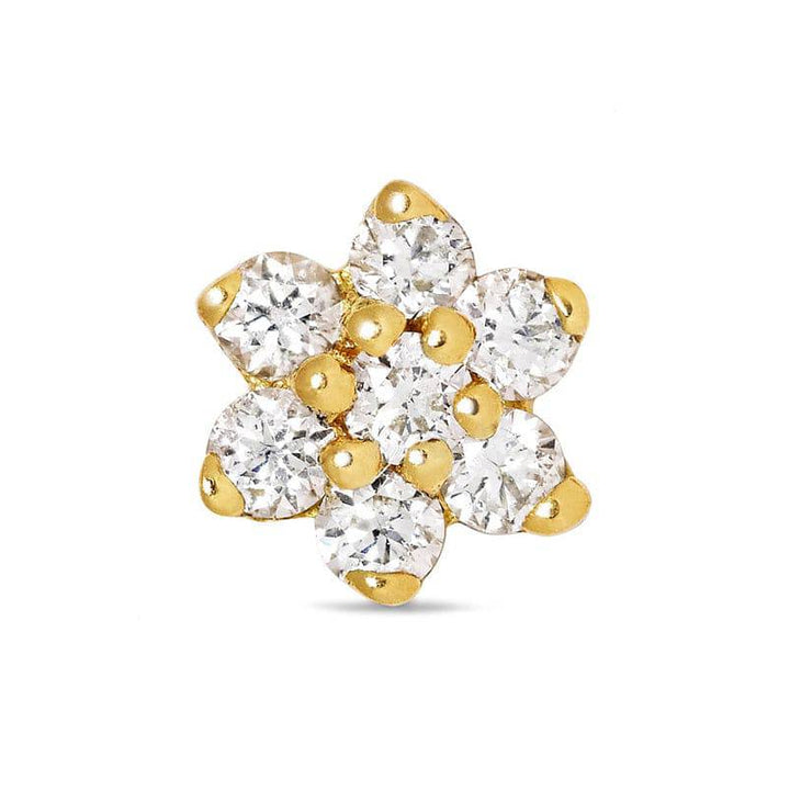 Pair of 925 Sterling Silver Gold PVD Small White CZ Gem Flower Minimal Earrings - Pierced Universe