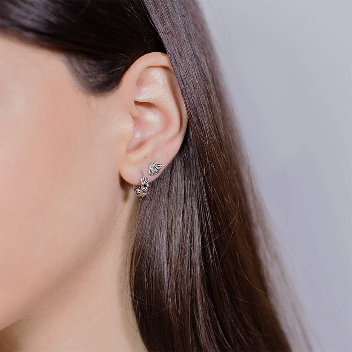 Pair of 925 Sterling Silver Minimal Chain Link Hinged Huggy Bohemian Hoop Earrings - Pierced Universe
