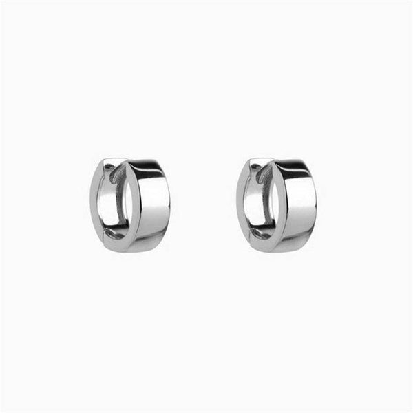 Pair Of 925 Sterling Silver Plain Thick Huggy Minimal Hoop Earrings - Pierced Universe