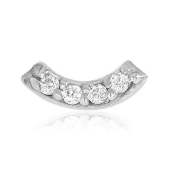 Pair of 925 Sterling Silver Small 4 Gem Curve Minimal Earrings - Pierced Universe