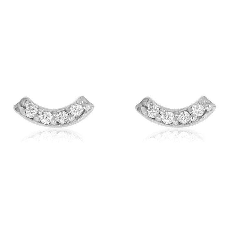 Pair of 925 Sterling Silver Small 4 Gem Curve Minimal Earrings - Pierced Universe