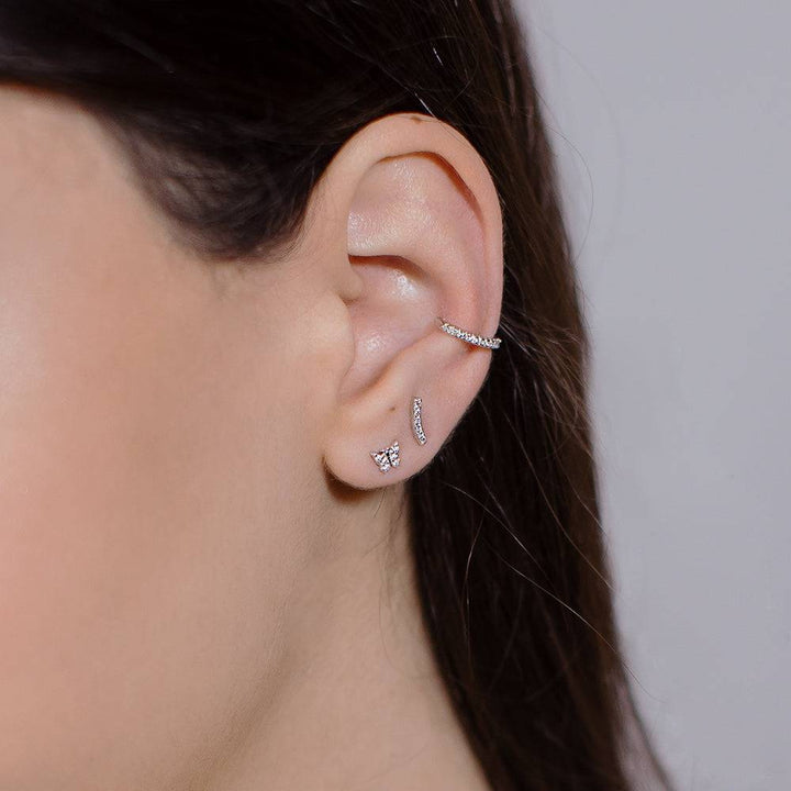 Pair of 925 Sterling Silver Small Butterfly Gem Minimal Earrings