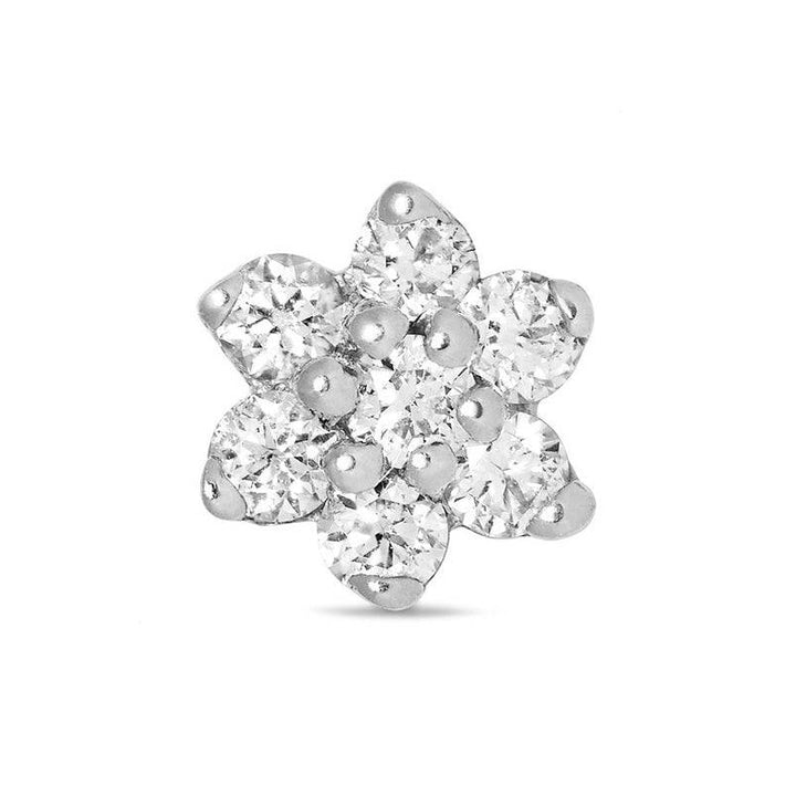 Pair of 925 Sterling Silver Small White CZ Gem Flower Minimal Earrings - Pierced Universe