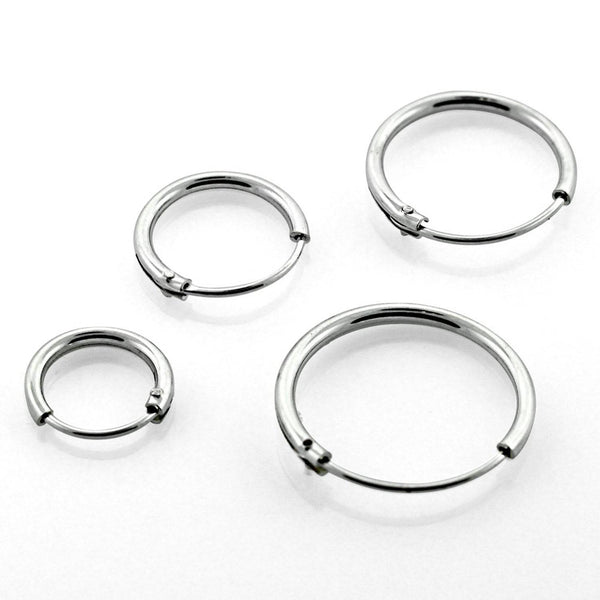 Pair of 925 Sterling Silver Thin Sleeper Hinged Hoop Earrings - Pierced Universe