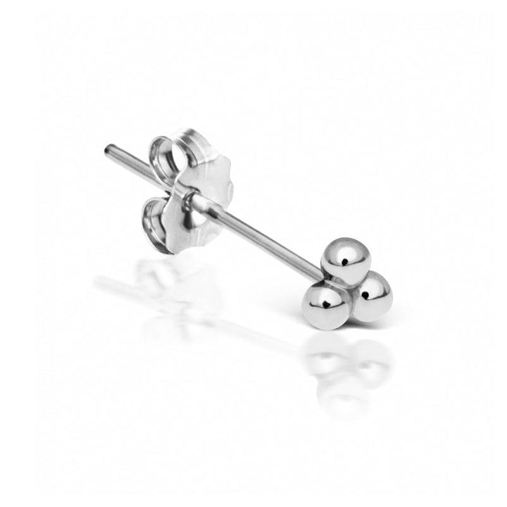 Pair of 925 Sterling Silver Tiny Plain Trillium Minimal Earrings - Pierced Universe