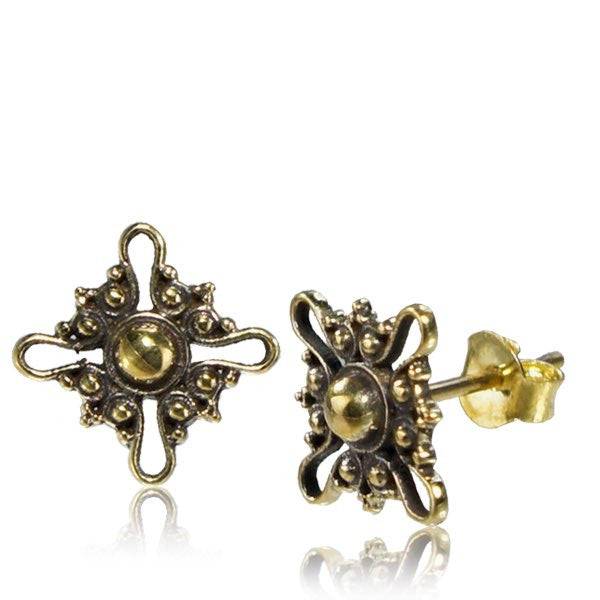 Pair of Brass Tribal Earring Studs - Pierced Universe