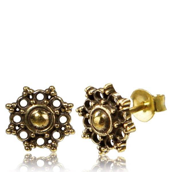 Pair of Brass Vintage Tribal Earring Studs - Pierced Universe