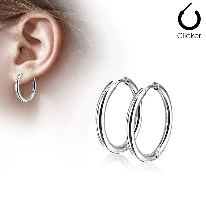 thumbnail image 2 of Surgical Steel Hoop Huggie Earrings - Hypoallergenic Hinged Earrings For Men Women 2 of 6