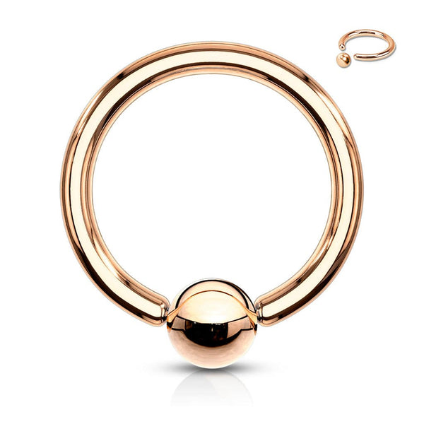 Rose Gold Surgical Steel Captive Bead Ring Hoop - Pierced Universe