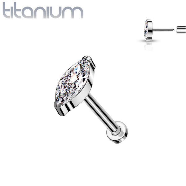 20G 1/4" Threadless Snap Push Labret Ring - 2-3mm CZ Steel Flat Back Stud