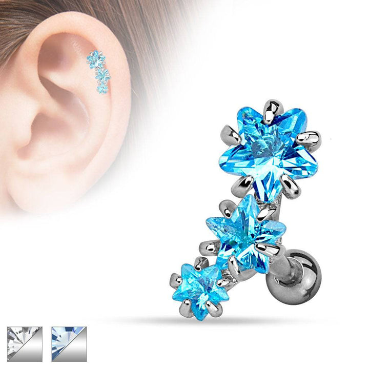 Surgical Steel Consecutive Star Ear Cartilage Helix Barbell