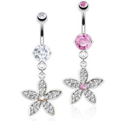 Surgical Steel Belly Button Navel Ring Bar with Dangling Cube Prism Box with Paved Gems Surgical Steel Belly Button Navel Ring Bar with Dangling Cube Prism Box with Paved Gems