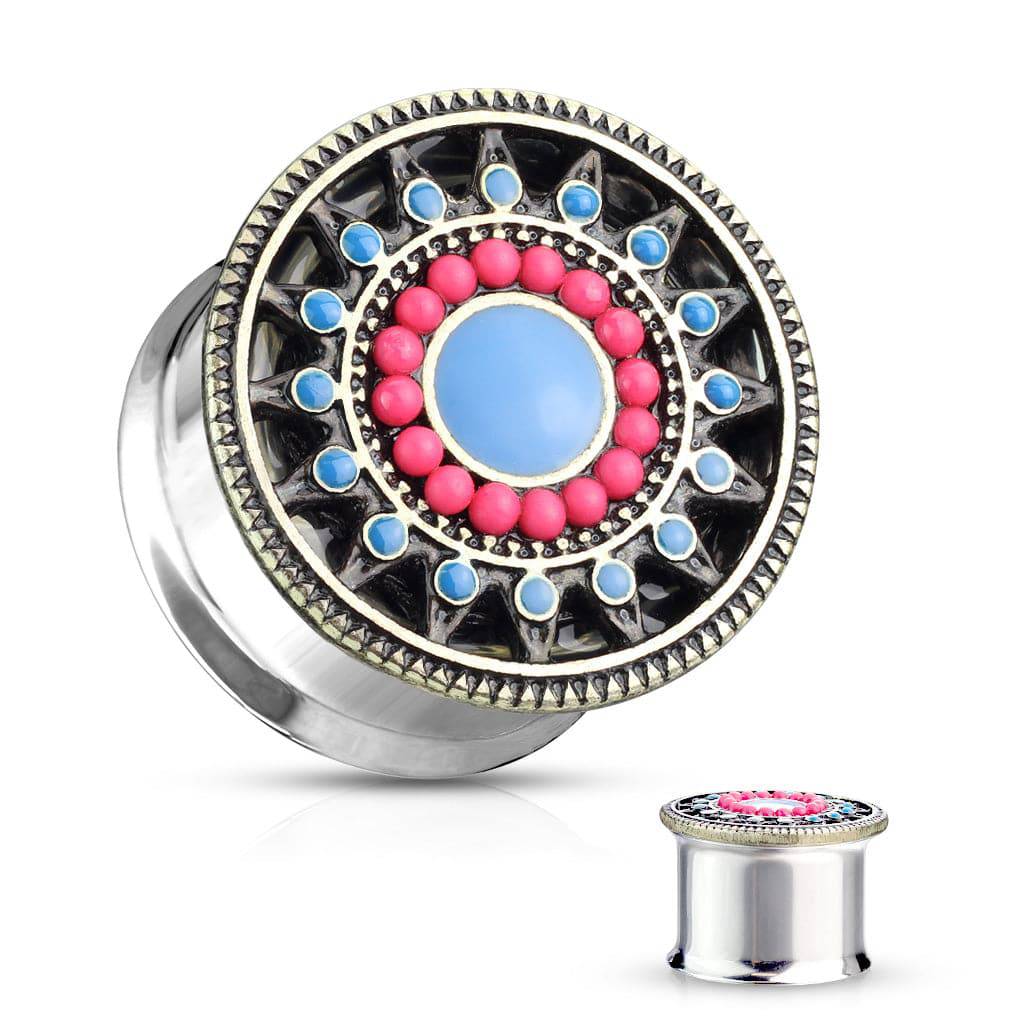 Aztec Earspool Surgical Steel Double Flared Aztec Tribal Ear Gauges Plugs | Pierced ...
