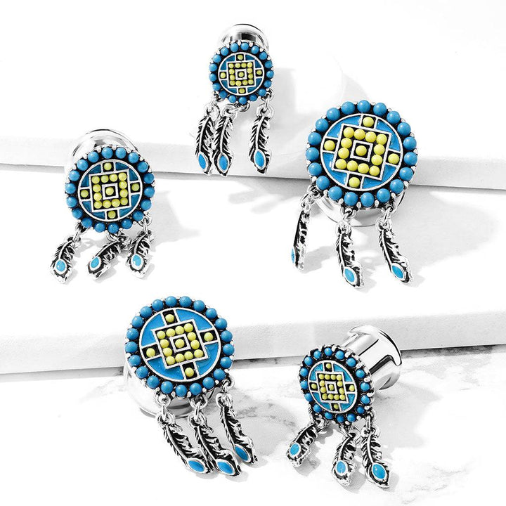 Surgical Steel Double Flared Aztec Tribal Ear Gauges Plugs Surgical Steel Double Flared Aztec Tribal Ear Gauges Plugs