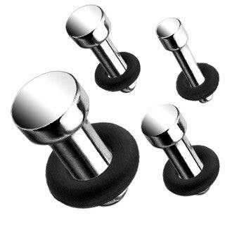 Surgical Steel Flat Head Bullet Shaped Single Flared Ear Plugs - Pierced Universe