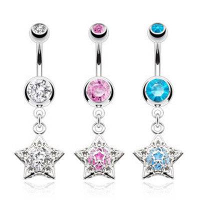 Surgical Steel Floating Gem within a Caged Heart Dangling Belly Button Navel Ring Surgical Steel Floating Gem within a Caged Heart Dangling Belly Button Navel Ring