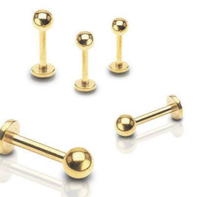 Surgical Steel Gold Plated Flat Back Cartilage Helix Tragus Monroe Ball End Ring - Pierced Universe