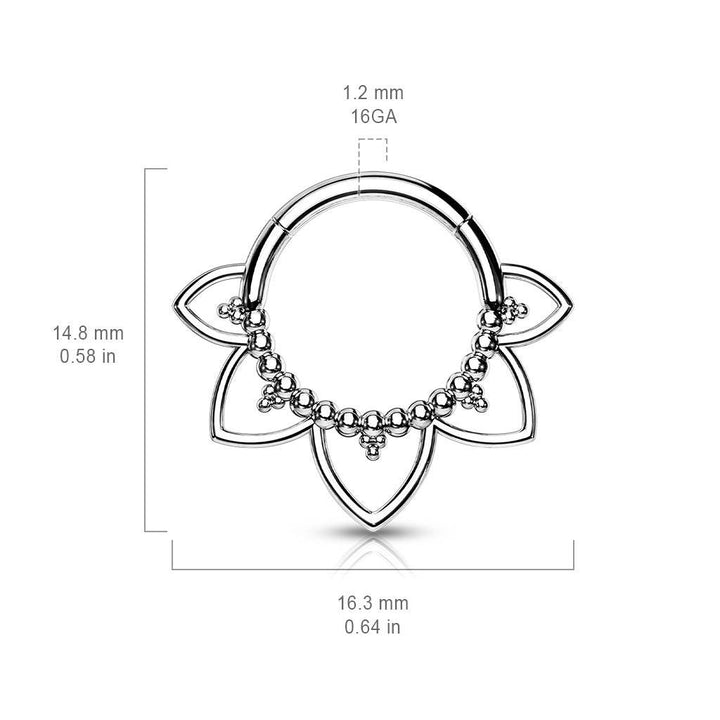 Surgical Steel Gold PVD Floral Tribal Hinged Septum Ring Hoop Clicker - Pierced Universe